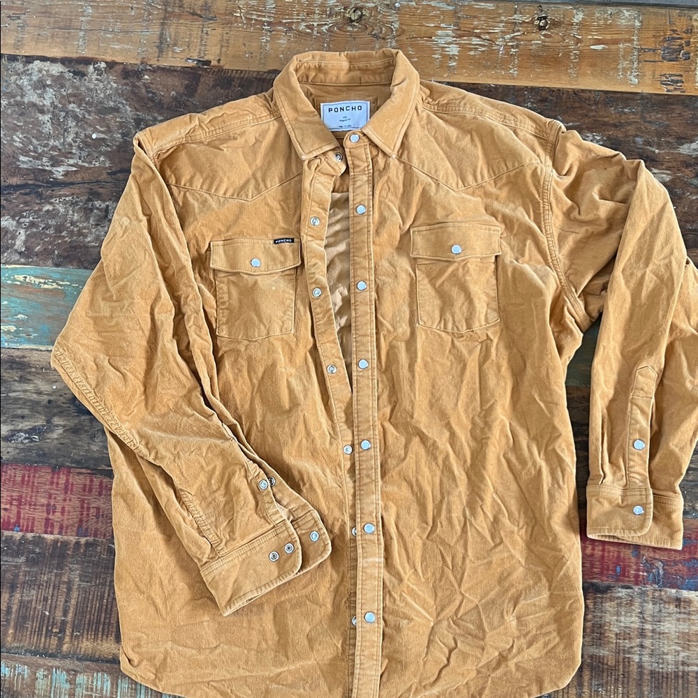 Poncho Tan/mustard Corduroy Button-Up Shirt